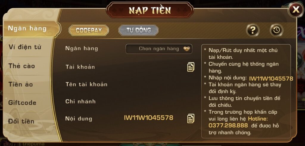 Nạp tiền Iwin