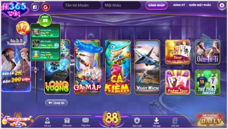 Cổng game đánh bài đổi thưởng M365 Win