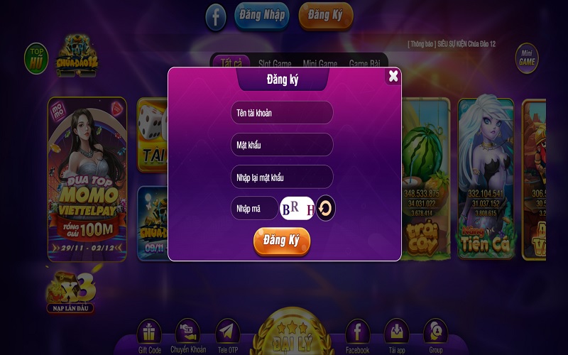 Form đăng ký cổng game Bay247